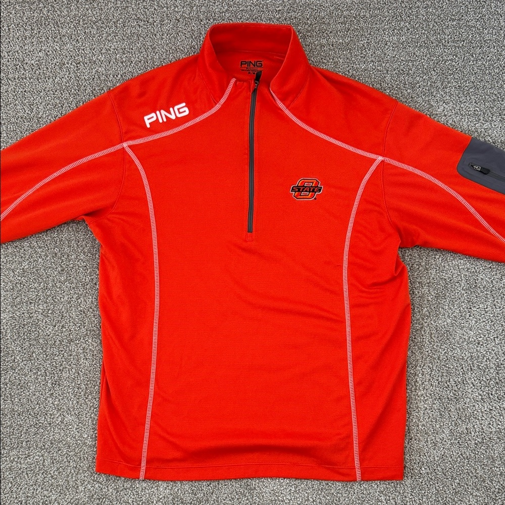 Oklahoma State Cowboys Ping Golf 1/4 Zip Pullover Mens M Bright Orange